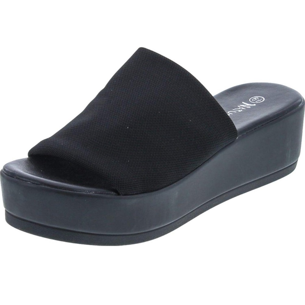 LNWOB NATURE BREEZE Stretchy Slip On Peep Toe Platform Sandal Slide